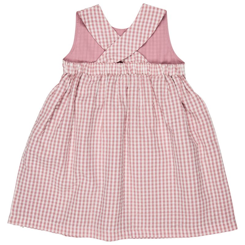 Pigeon Cross-back dress (seersucker check) - pink