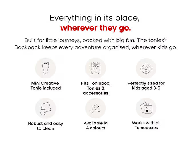 Tonies Backpack with Creative Mini Keyring -Pink