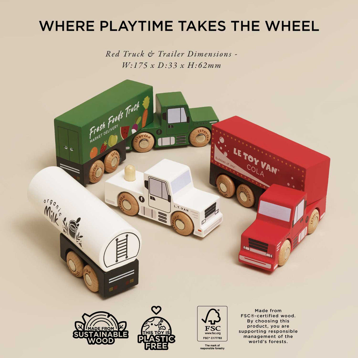 Le Toy Van Wooden Trailer Truck Set