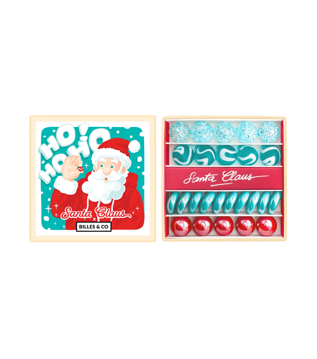 Box of 29 Santa Claus marbles + dedication from Santa Claus