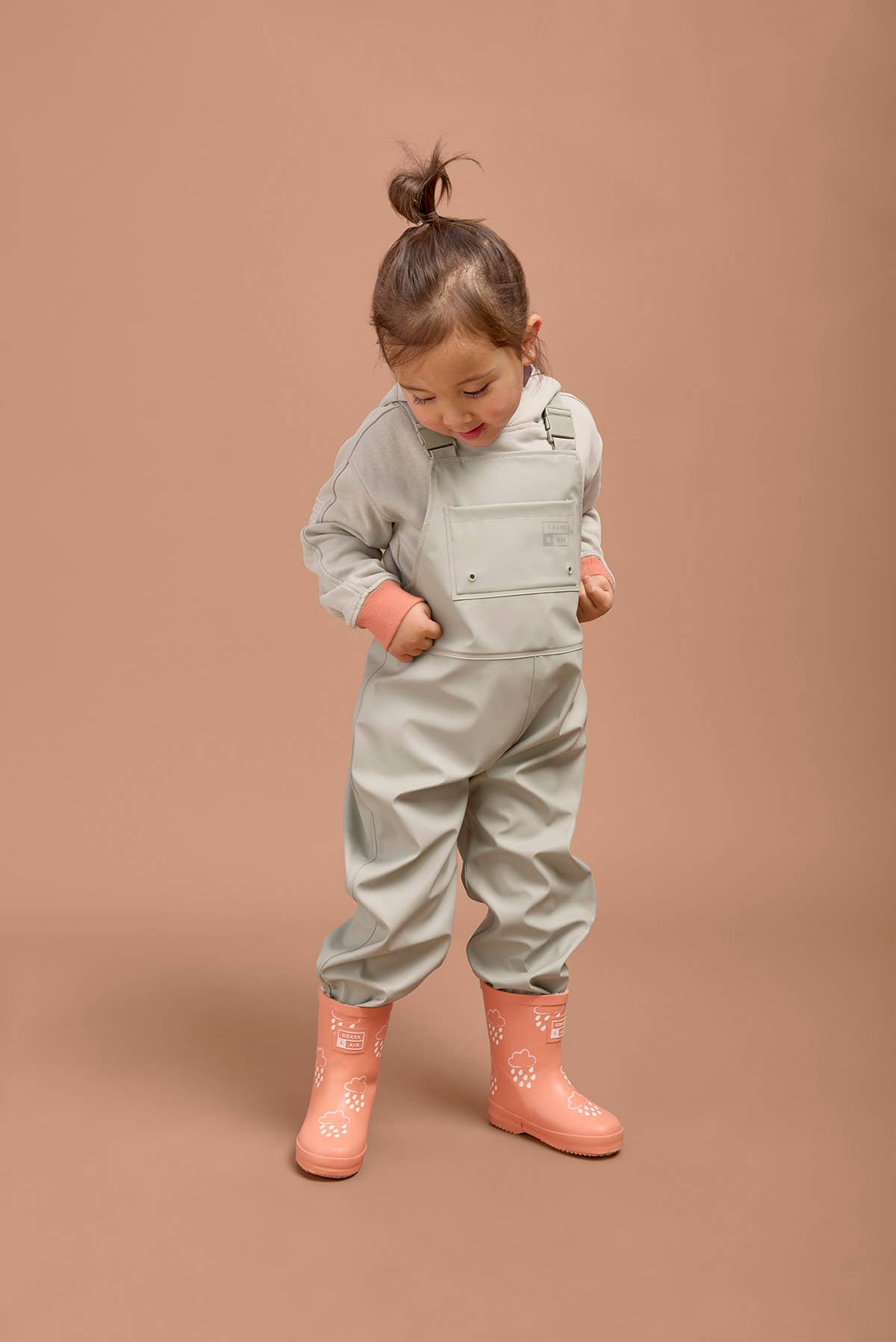 Grass+Air Geothermal Grey Kids Waterproof Rain Dungarees