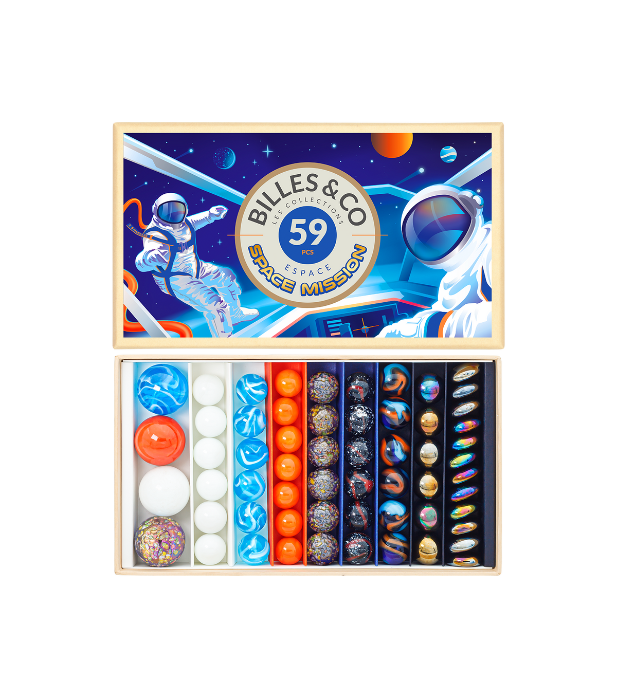 Box of 59 Space Mission marbles