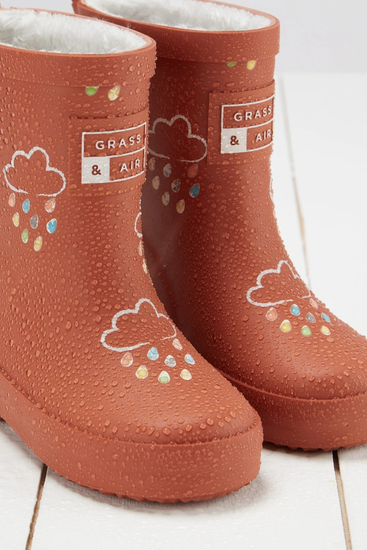 Grass+Air Burnt Orange Colour-Changing Kids Wellies