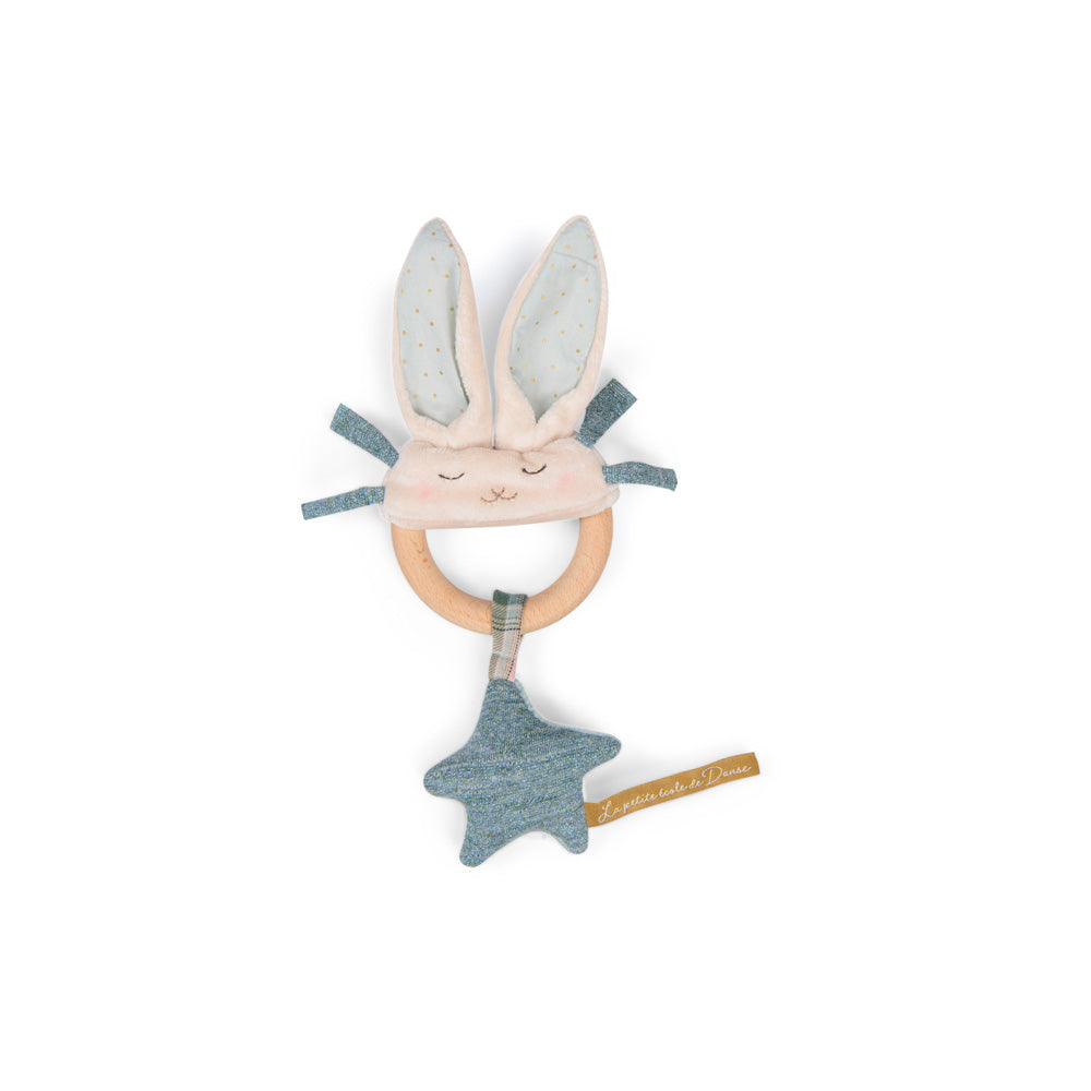 Moulin Roty Blue Rabbit Wooden Ring Rattle Ecole de Danse
