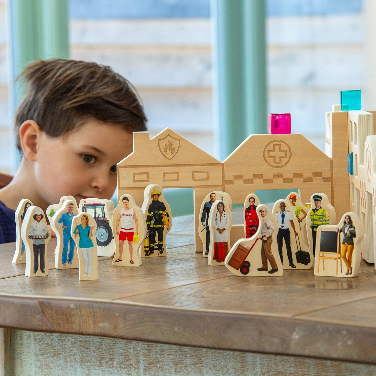 Wooden People Who Help Us Blocks