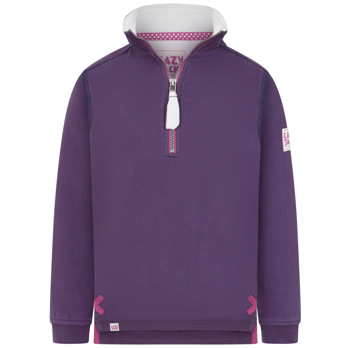 Children's Loganberry/Sign Post Lazy Jacks Wells-Next-the-Sea Printed 1/4 Zip Sweatshirt