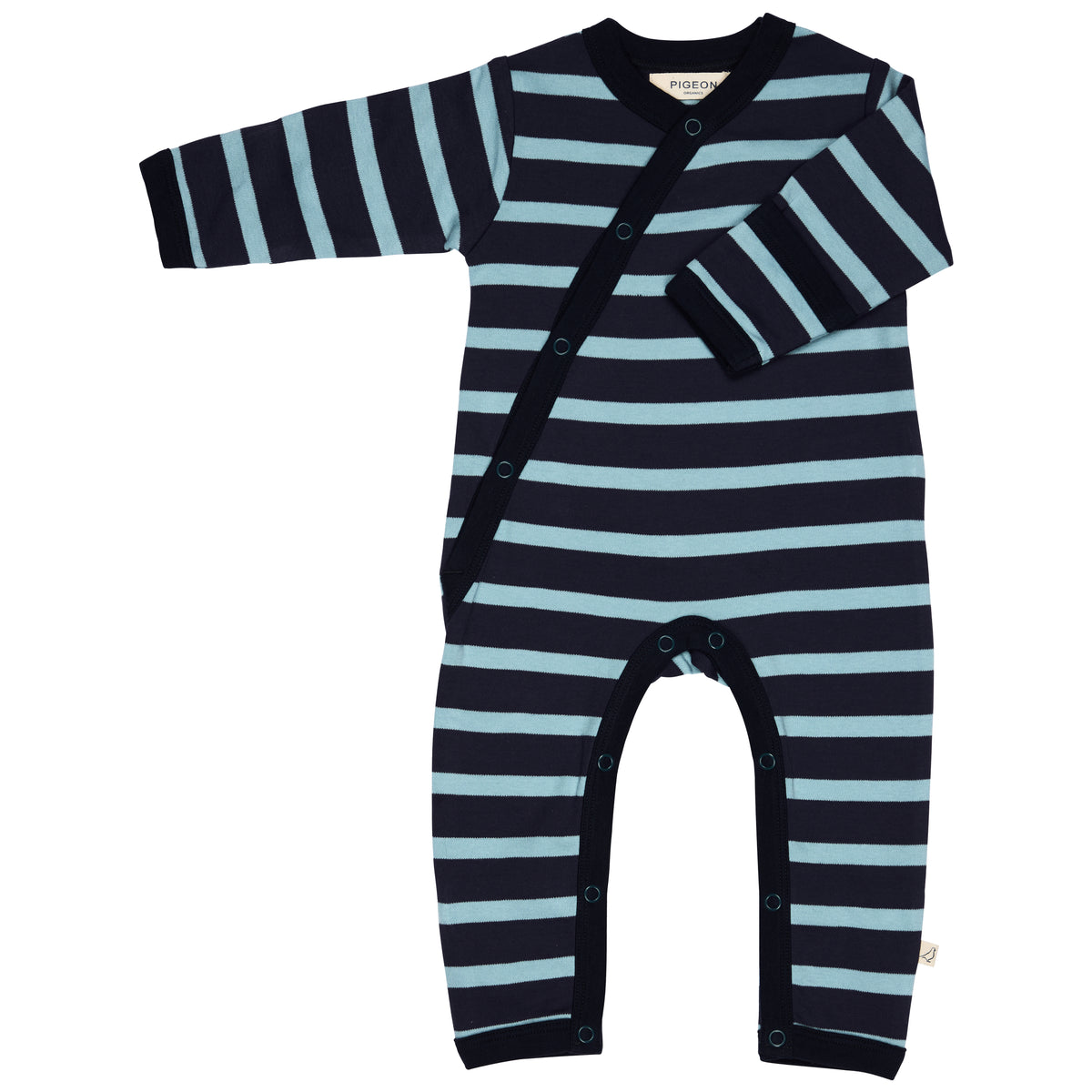 Pigeon Organics Kimono romper Breton stripe - navy/blue