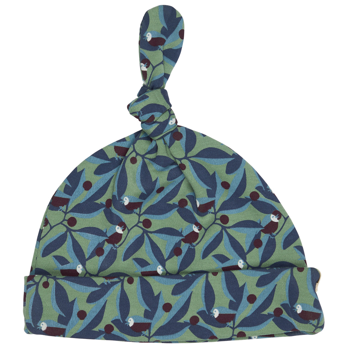 Pigeon Organics Knotted hat (AOP), birds - green