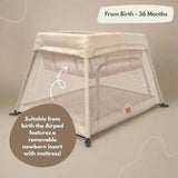 Airpod 3 Travel Cot Includes Newborn Bassinet Insert - Beige
