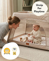 Airpod 3 Travel Cot Includes Newborn Bassinet Insert - Beige