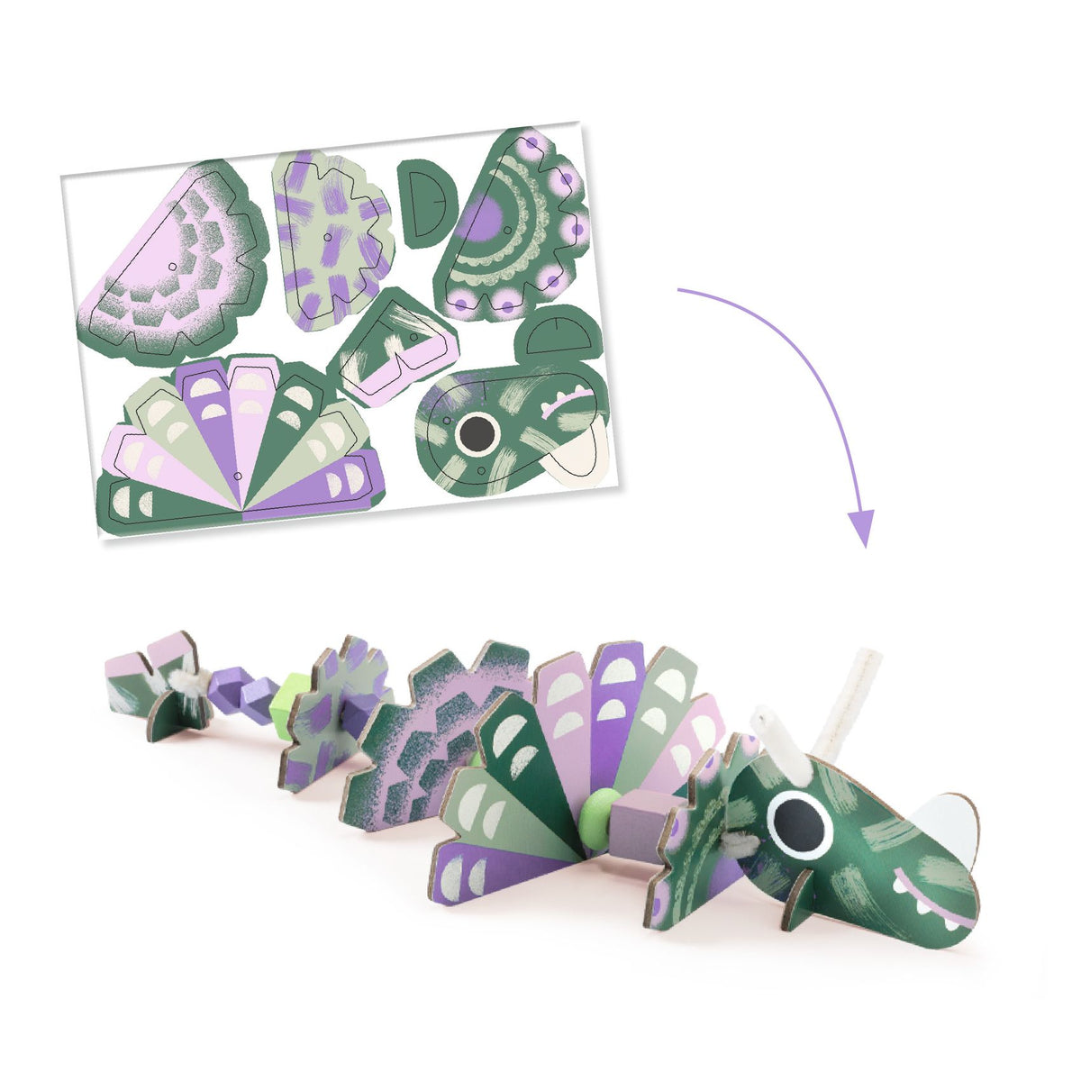 Djeco Diy Pipe Cleaner Threading - Terrible Dinos