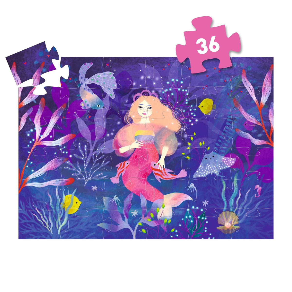 Djeco Silhouette Puzzle - Ella, The Mermaid