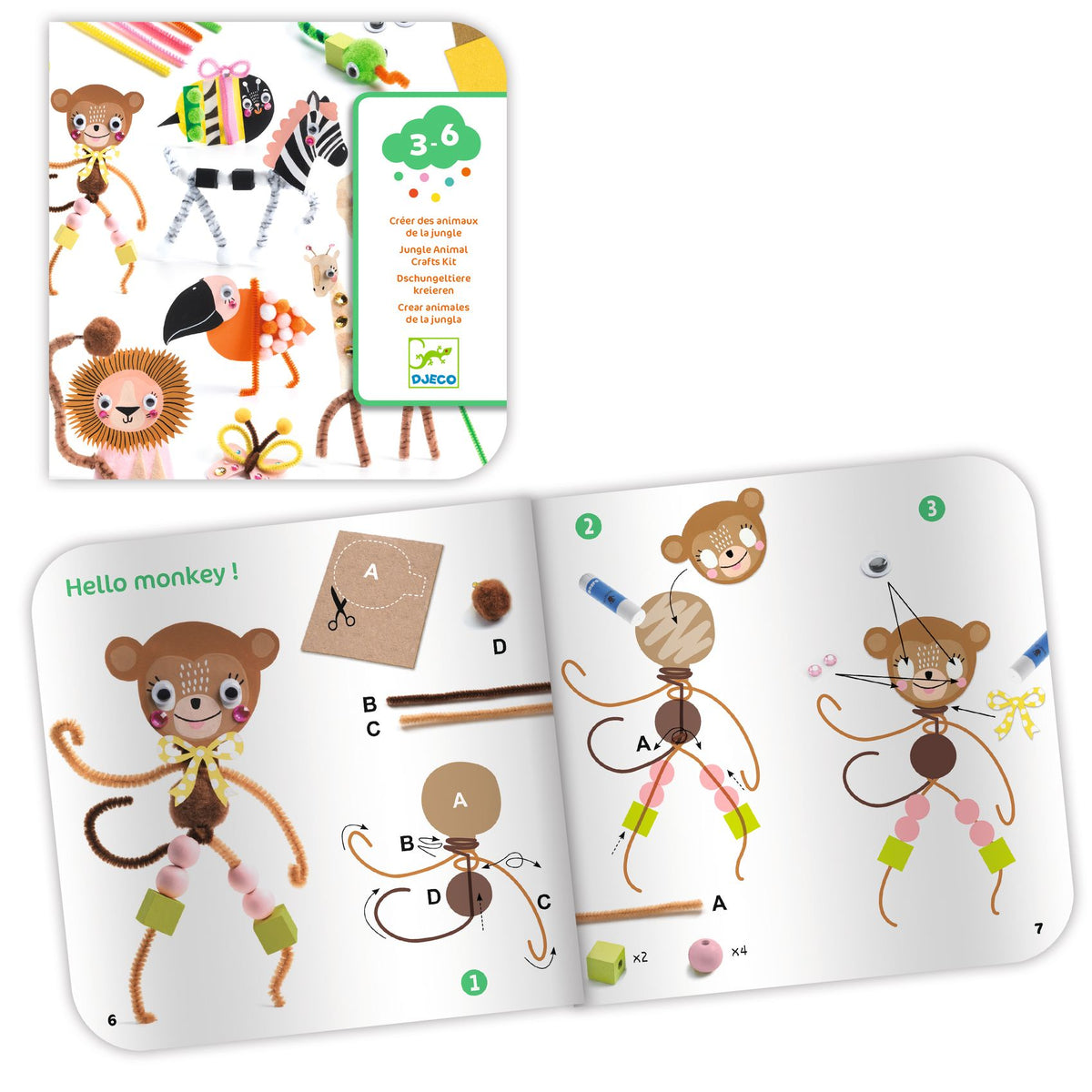 Djeco Diy Jungle Animal Creation Box