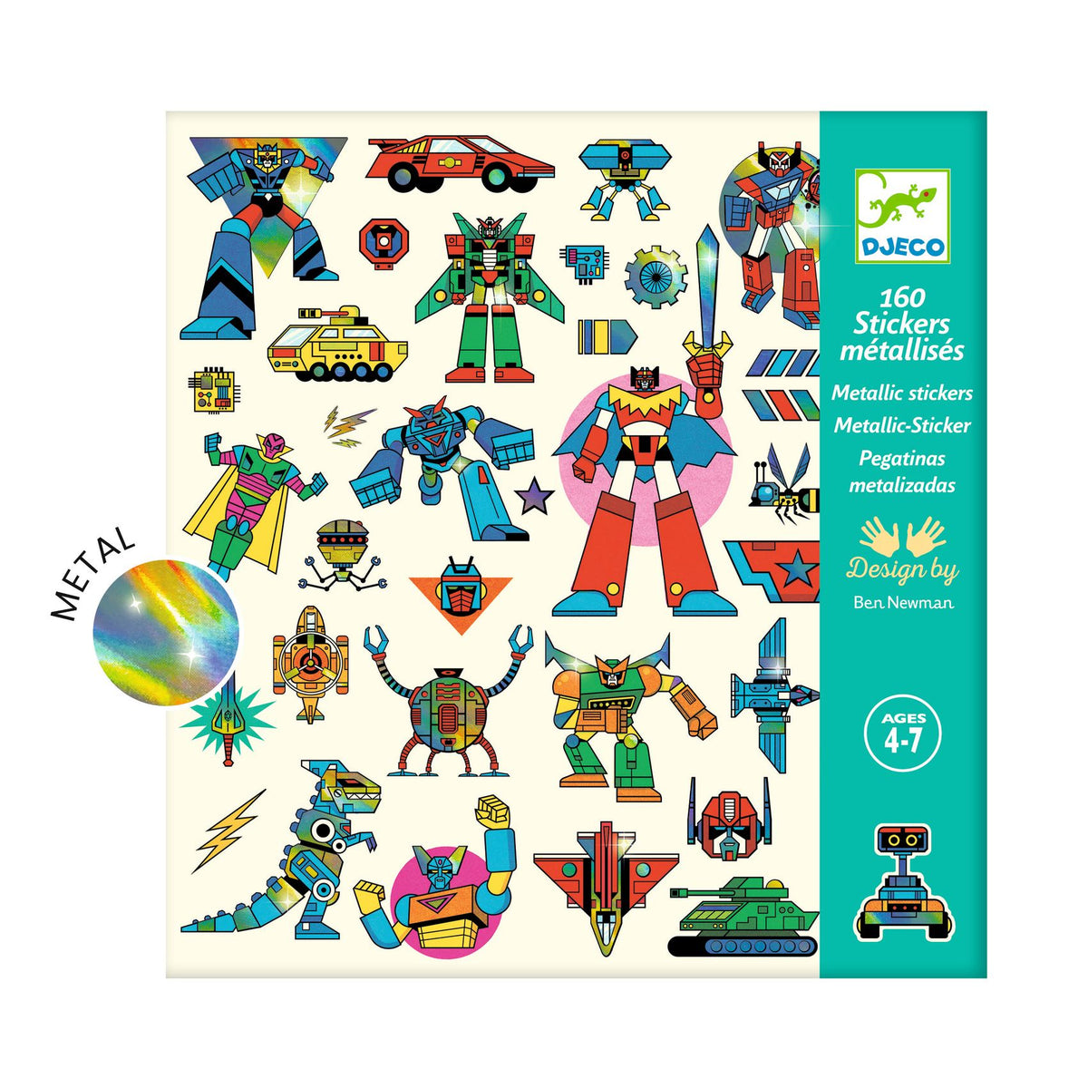 Djeco Metallic Stickers -Robots