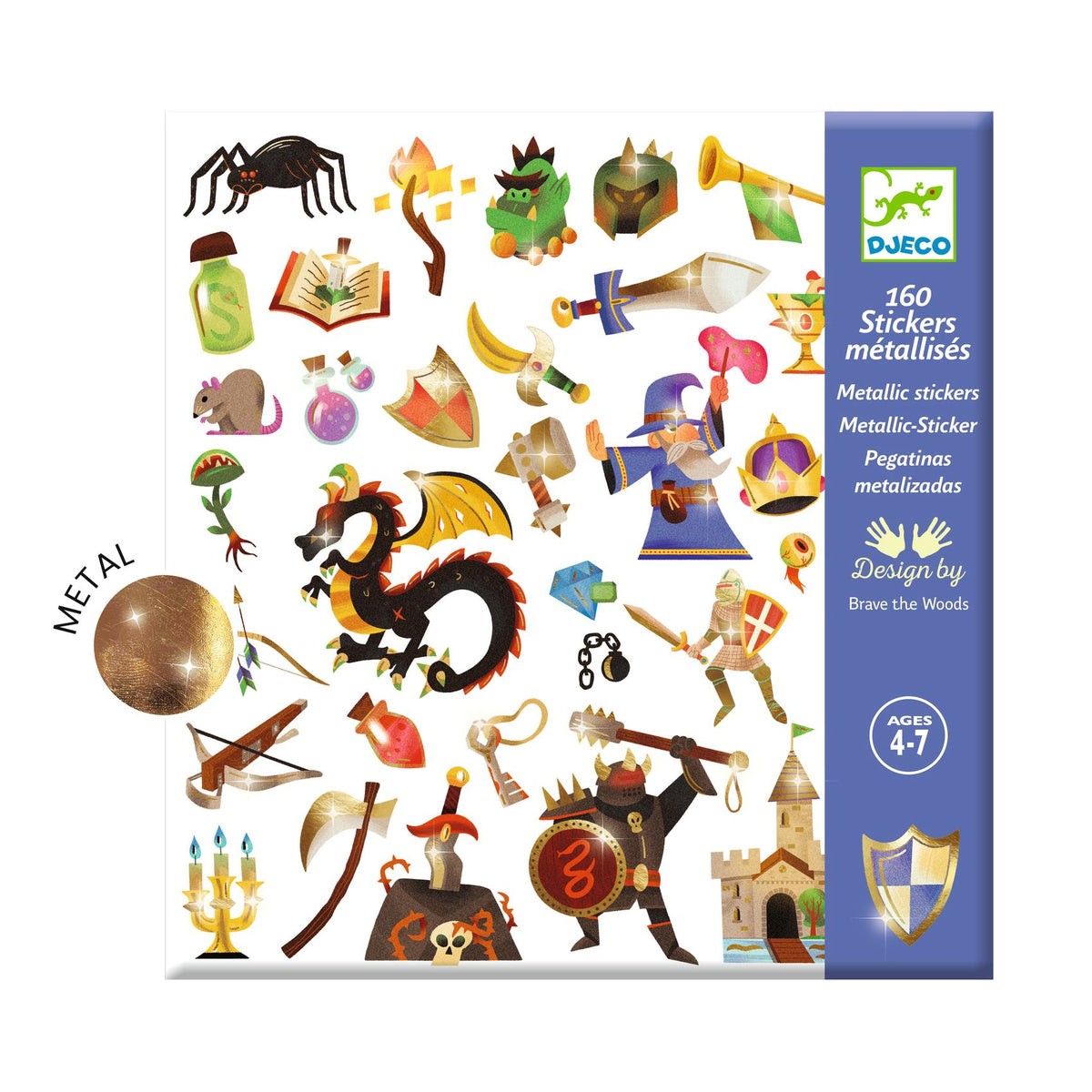 Djeco Metallic Stickers -Medieval Fantasy