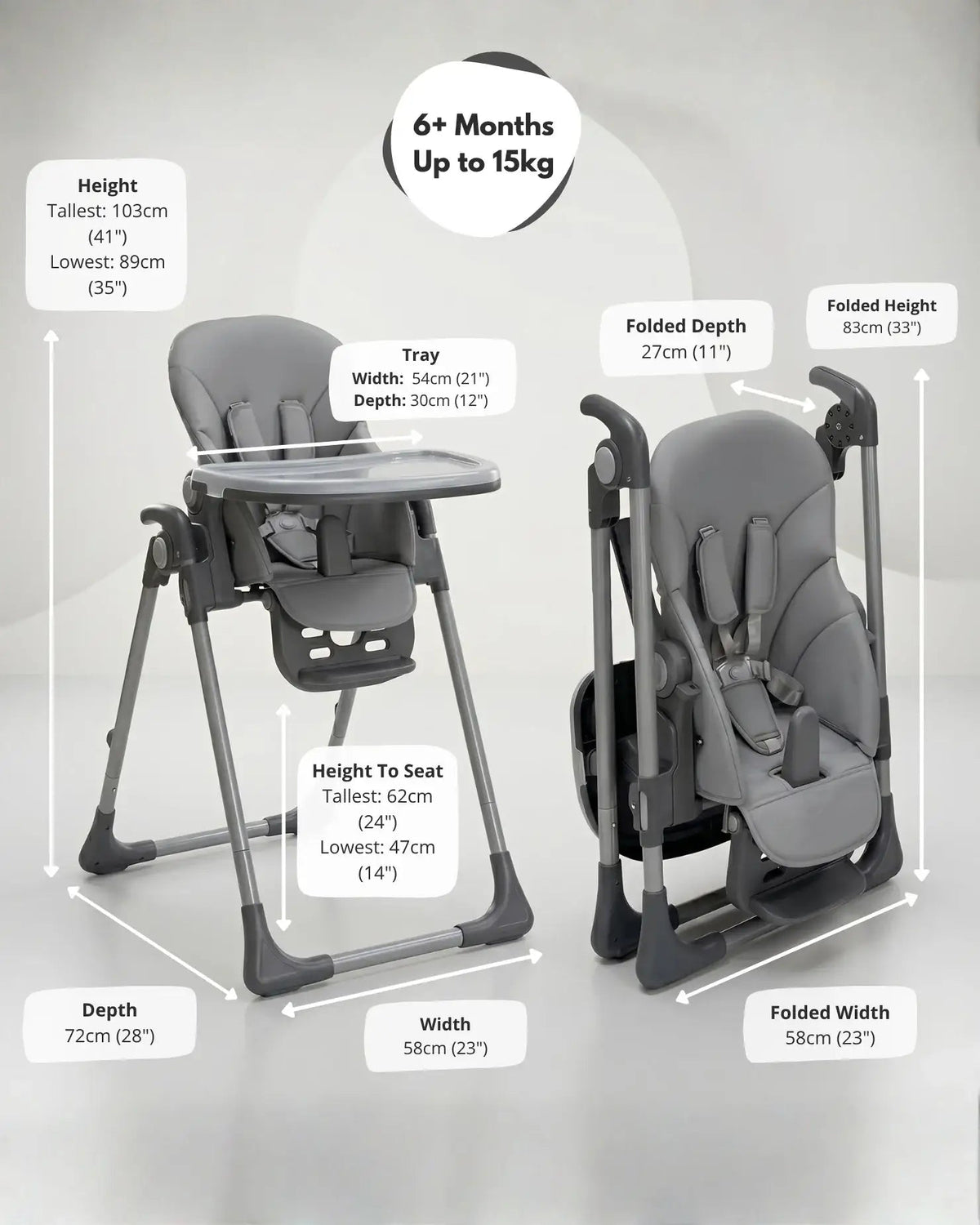 Flare Foldable High Chair - Grey