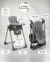 Flare Foldable High Chair - Grey