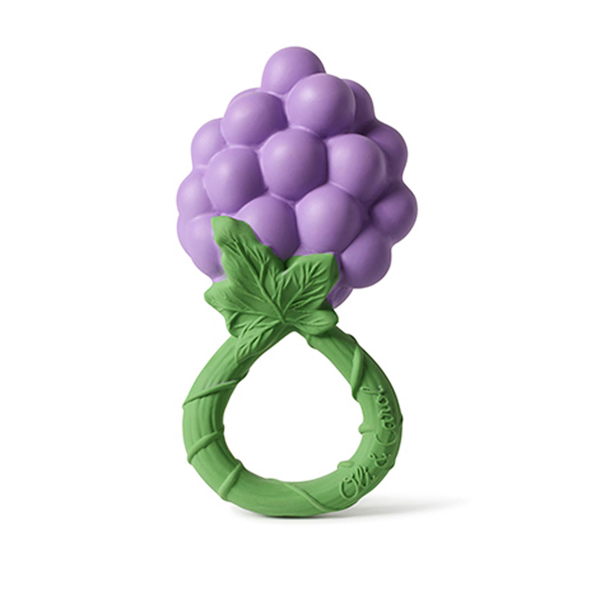 Oli & Carol Grape Natural Rubber Baby Rattle & Teether