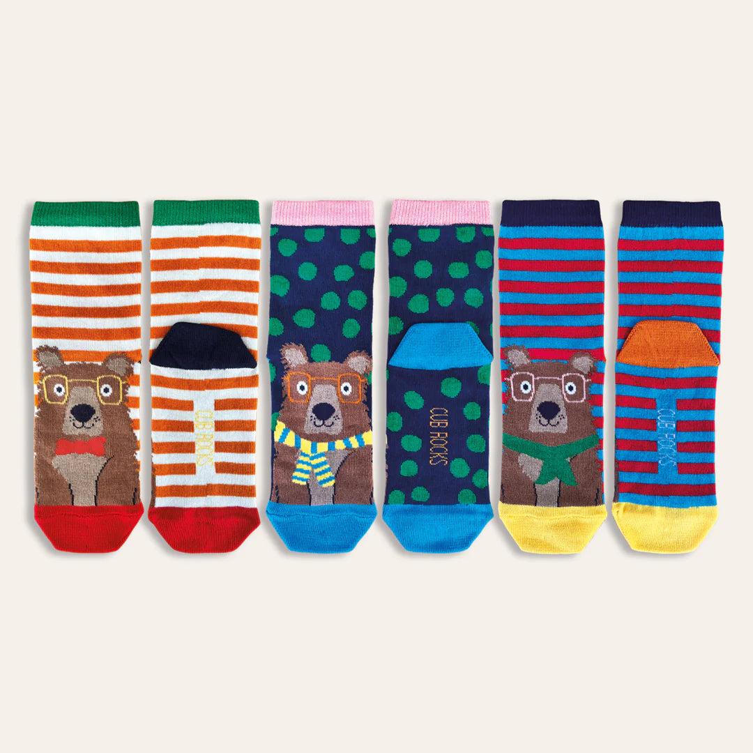 Cub Rocks 3pk Kids Ankle Socks - Woodland