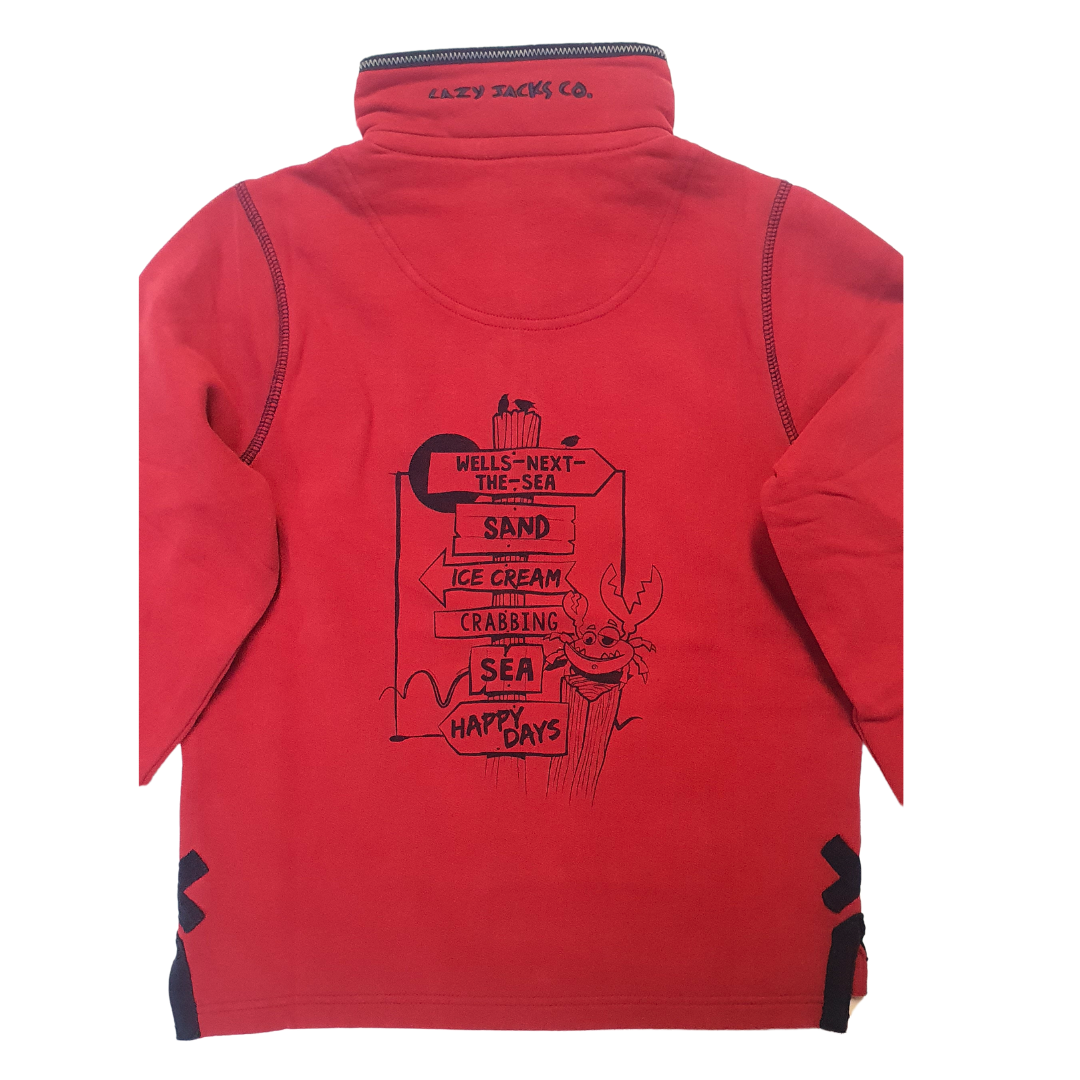 Children's Rouge/Sign Post Lazy Jacks Wells-Next-the-Sea Printed 1/4 Zip Sweatshirt