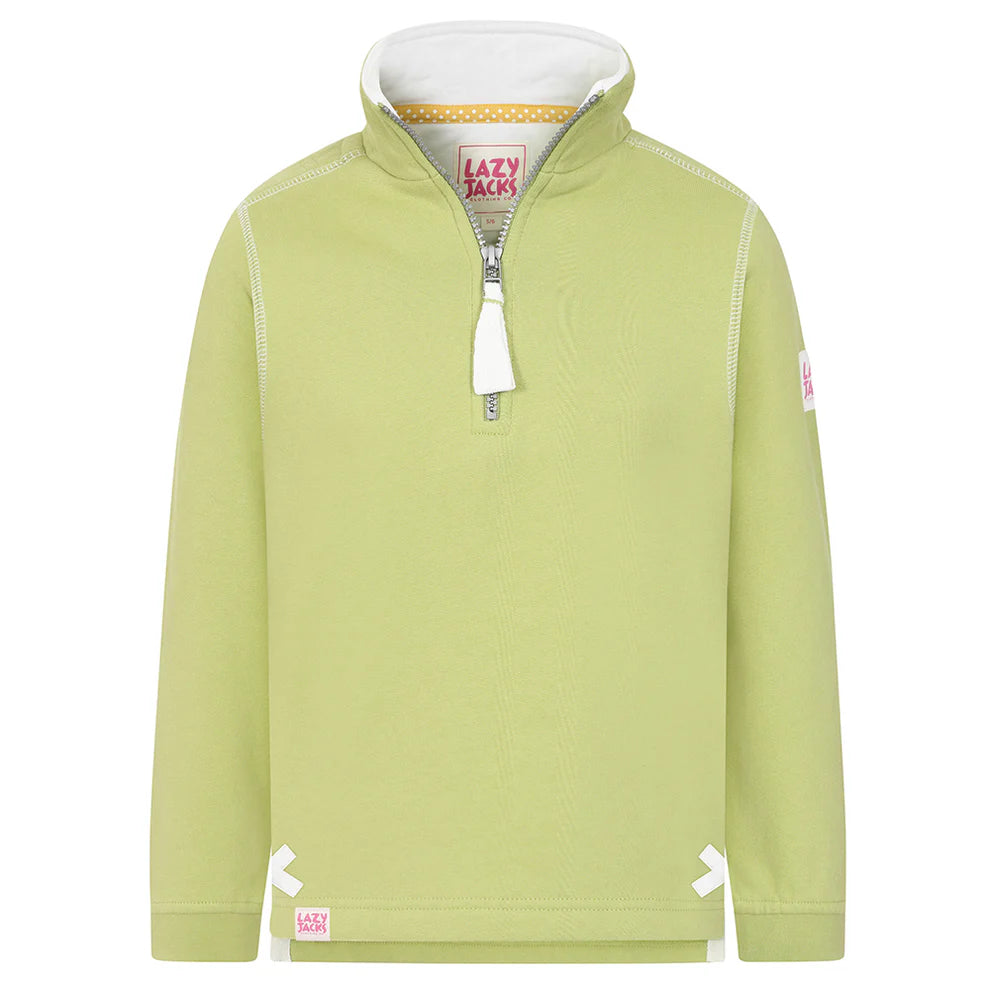 Children's Pistachio/Beach Hut Lazy Jacks Wells-Next-the-Sea Printed 1/4 Zip Sweatshirt