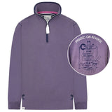 Ladies Mauve/Sign Post Lazy Jacks Wells-Next-the-Sea Printed 1/4 Zip Sweatshirt