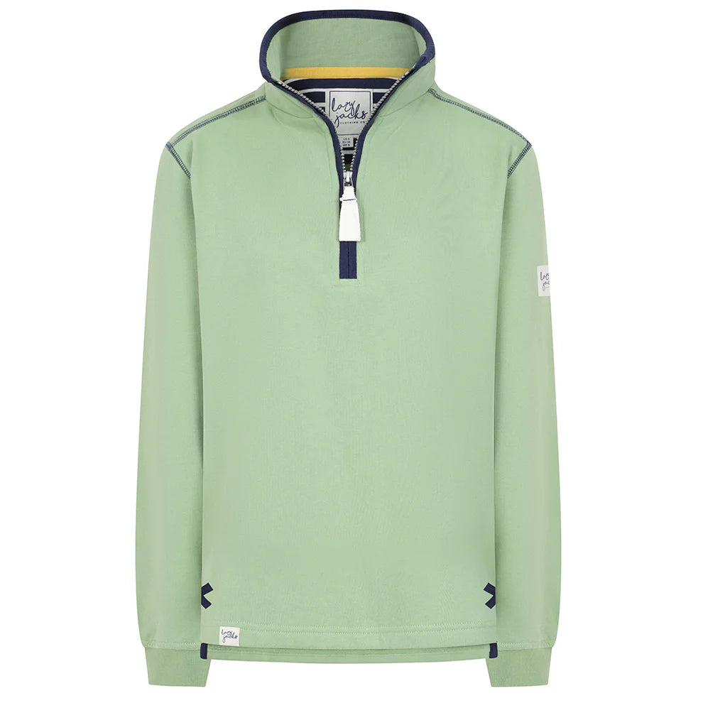 Ladies Grass/Beach Huts Lazy Jacks Wells-Next-the-Sea Printed 1/4 Zip Sweatshirt