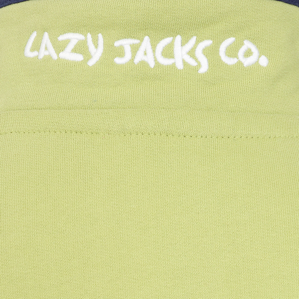 Ladies Pistachio/Sign Post Lazy Jacks Wells-Next-the-Sea Printed 1/4 Zip Sweatshirt