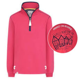 Ladies Cherry/Beach Hut Lazy Jacks Wells-Next-the-Sea Printed 1/4 Zip Sweatshirt