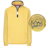 Ladies Lemon/Beach Hut Lazy Jacks Wells-Next-the-Sea Printed 1/4 Zip Sweatshirt