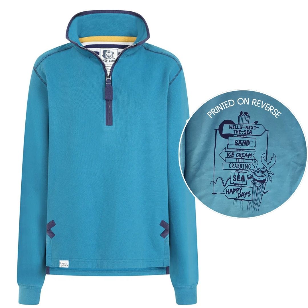 Children's Peacock/Sign Post Lazy Jacks Wells-Next-the-Sea Printed 1/4 Zip Sweatshirt
