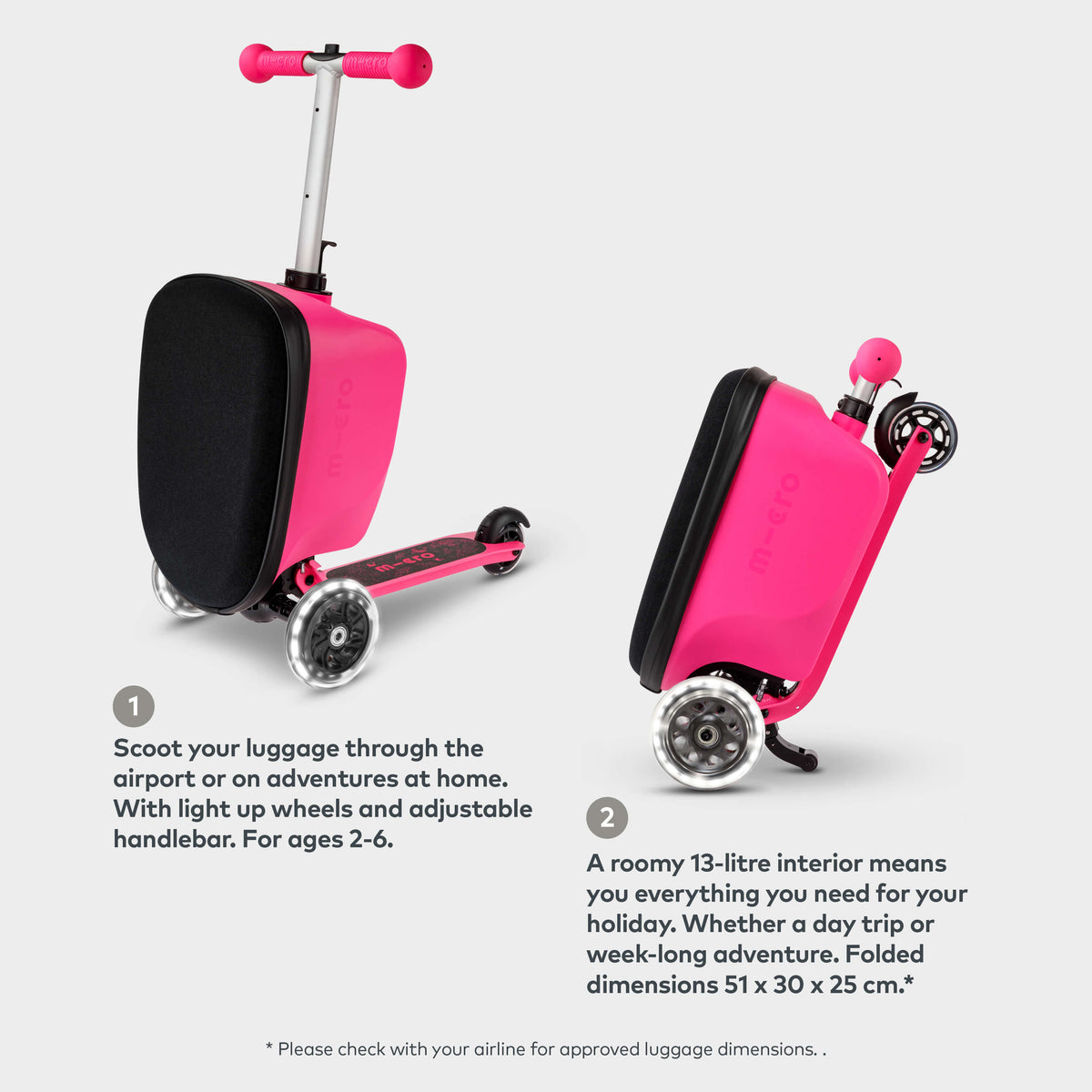 Mini Micro LED Luggage: Pink