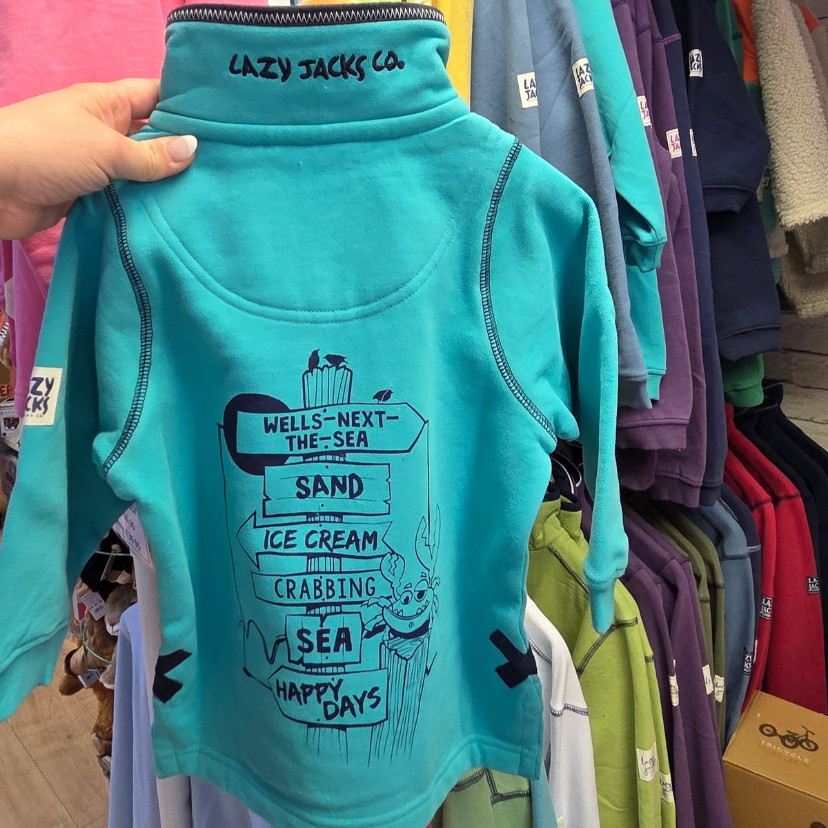 Lazy Jacks Children's Wells sweater in Aquarius
