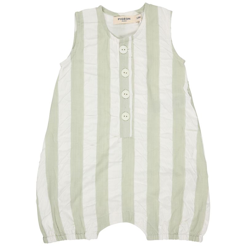 Pigeon Baby all-in-one (seersucker wide stripe) - sea foam