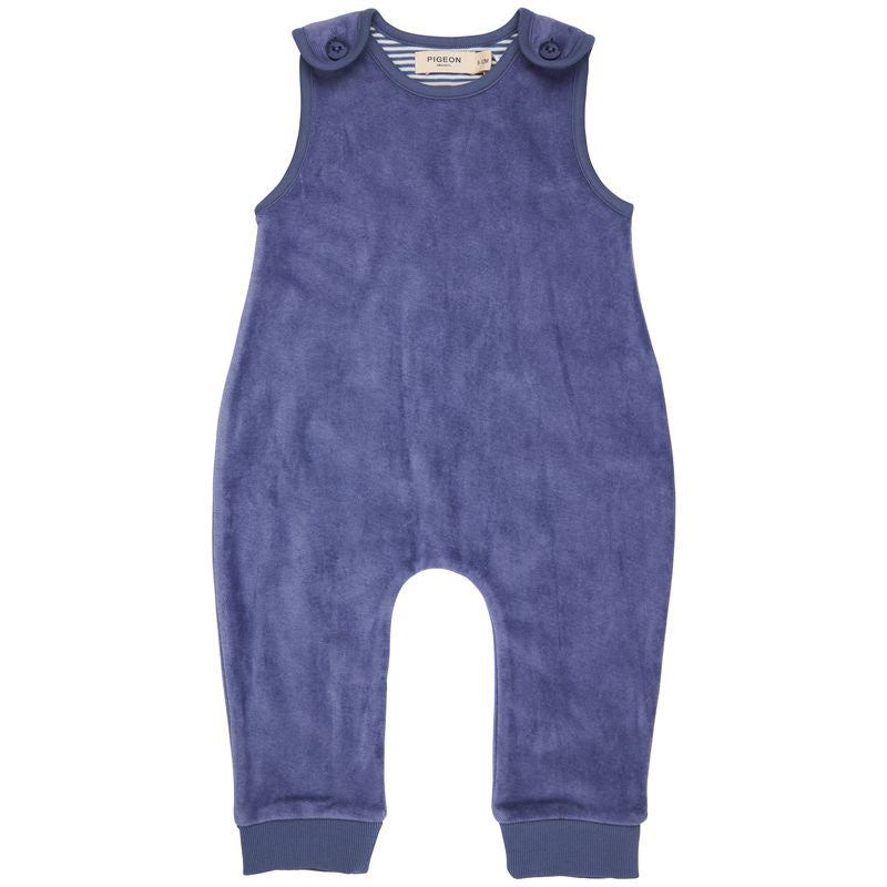 Pigeon Organics Velour playsuit - velvet blue