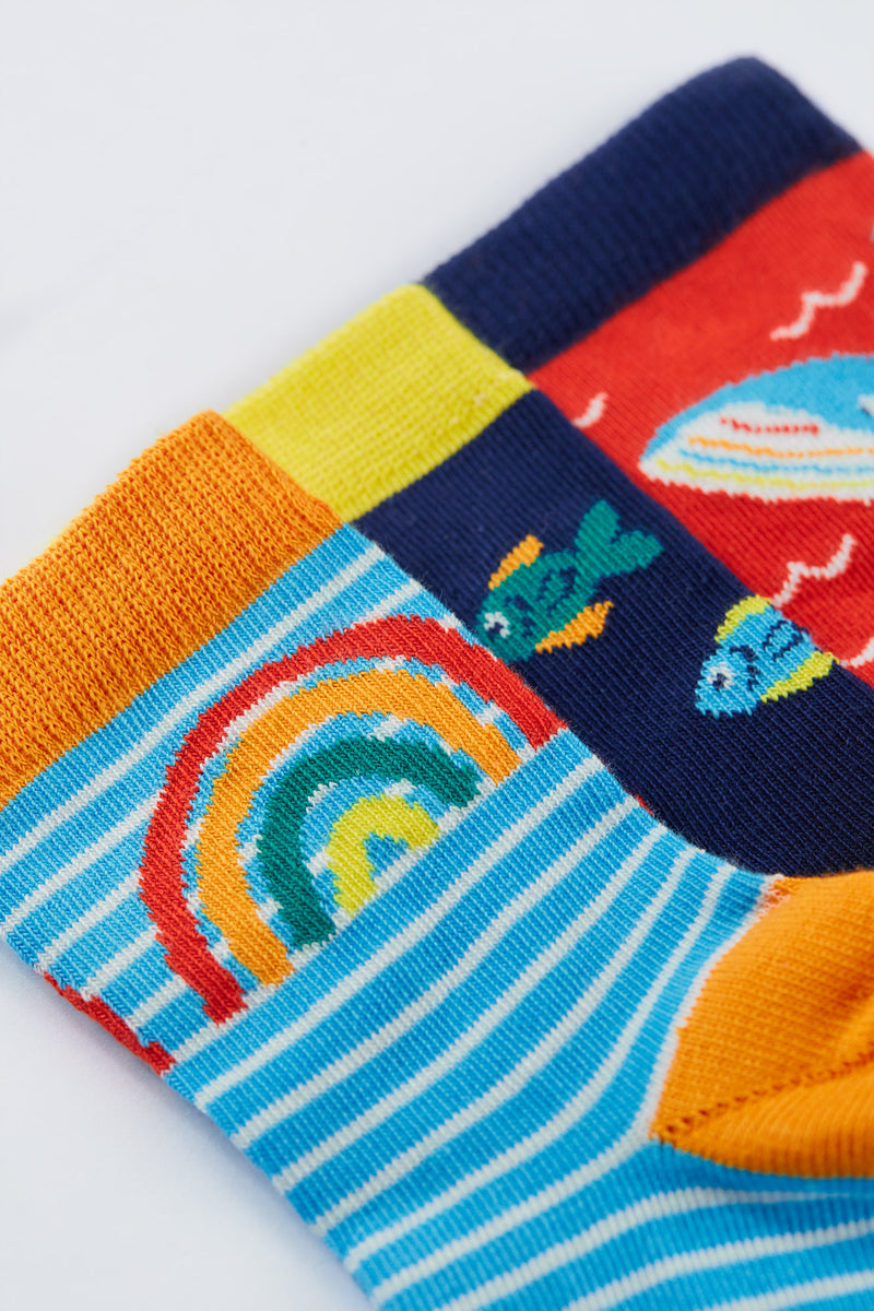 Frugi Little Socks 3 Pack - Rainbow Sea Multipack