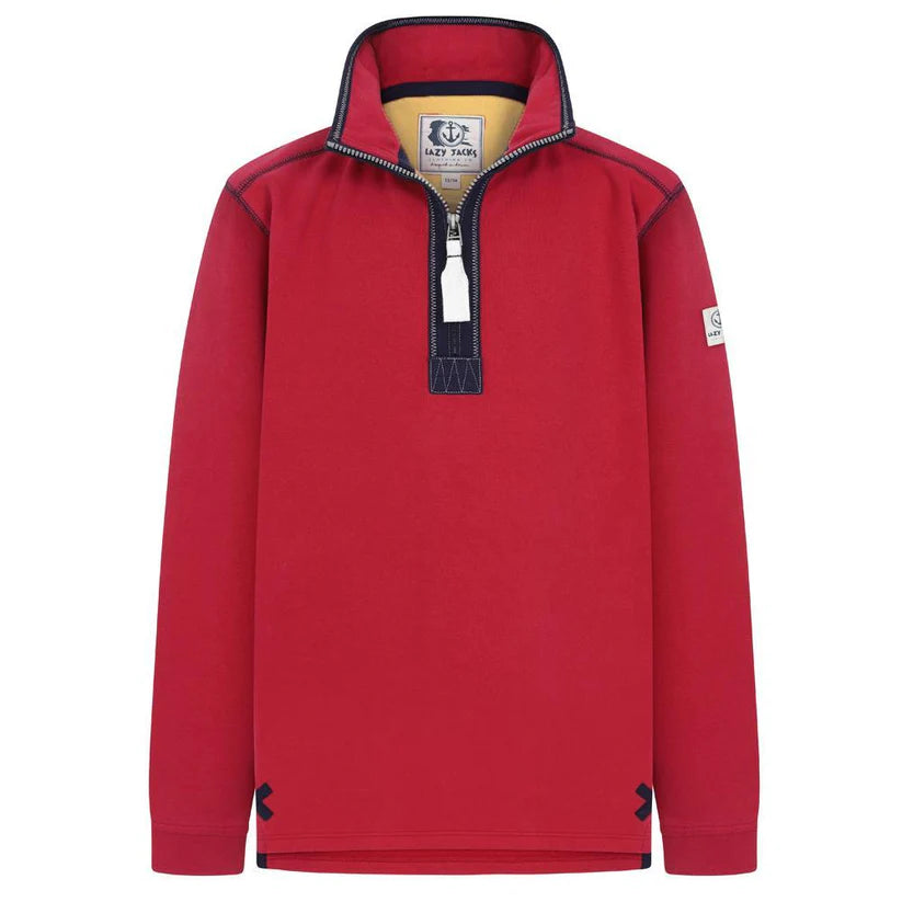 Children's Rouge/Beach Hut Lazy Jacks Wells-Next-the-Sea Printed 1/4 Zip Sweatshirt