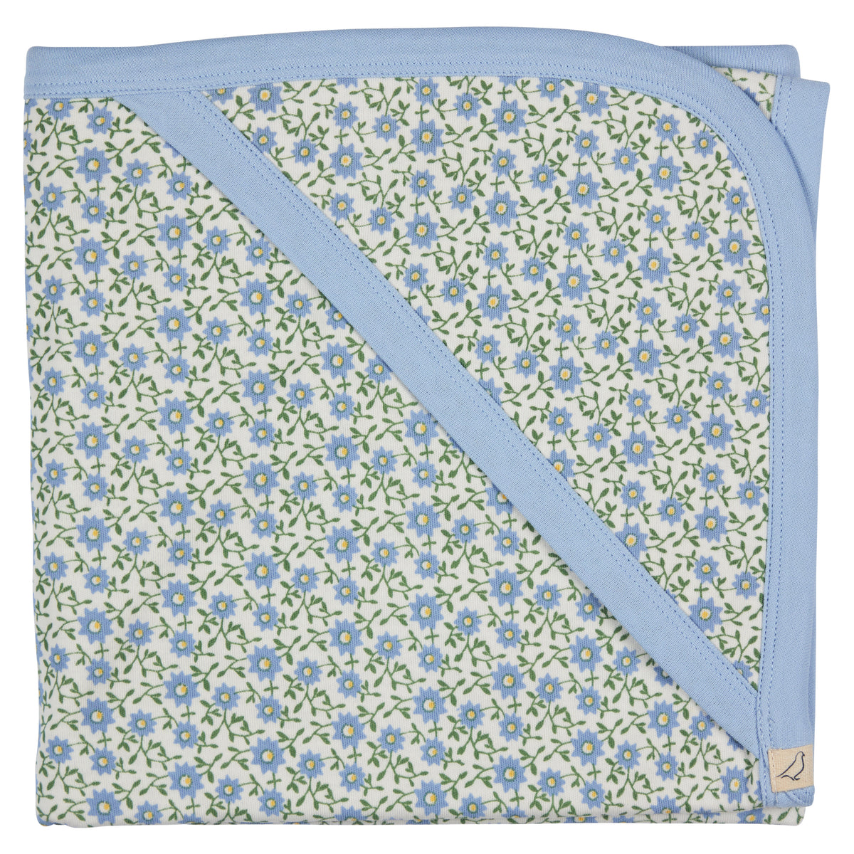 Pigeon Organics Hooded blanket, ditsy - blue
