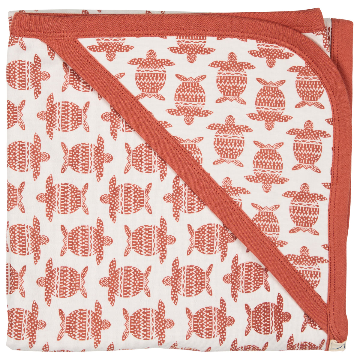 Pigeon Organics Hooded blanket, turtles - orange
