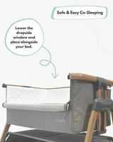 Sona Bedside & Co-Sleeping Crib - Grey