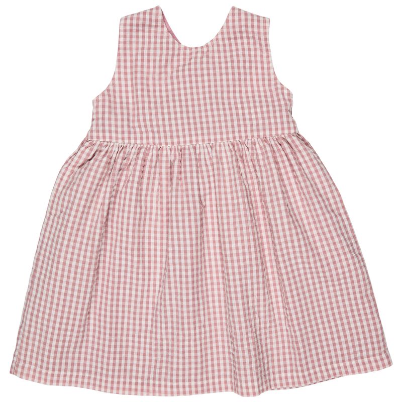 Pigeon Cross-back dress (seersucker check) - pink