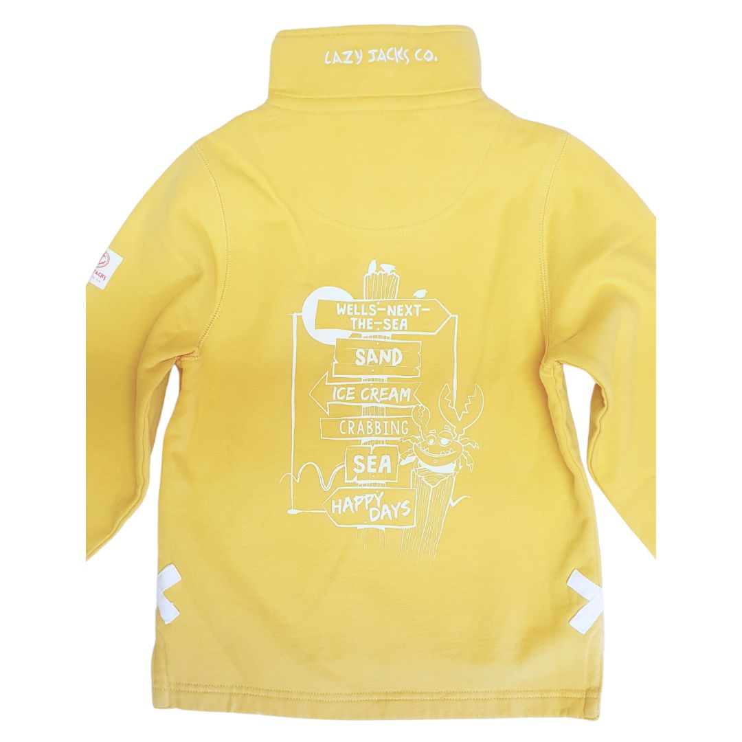 Children's Lemon/Sign Post Lazy Jacks Wells-Next-the-Sea Printed 1/4 Zip Sweatshirt