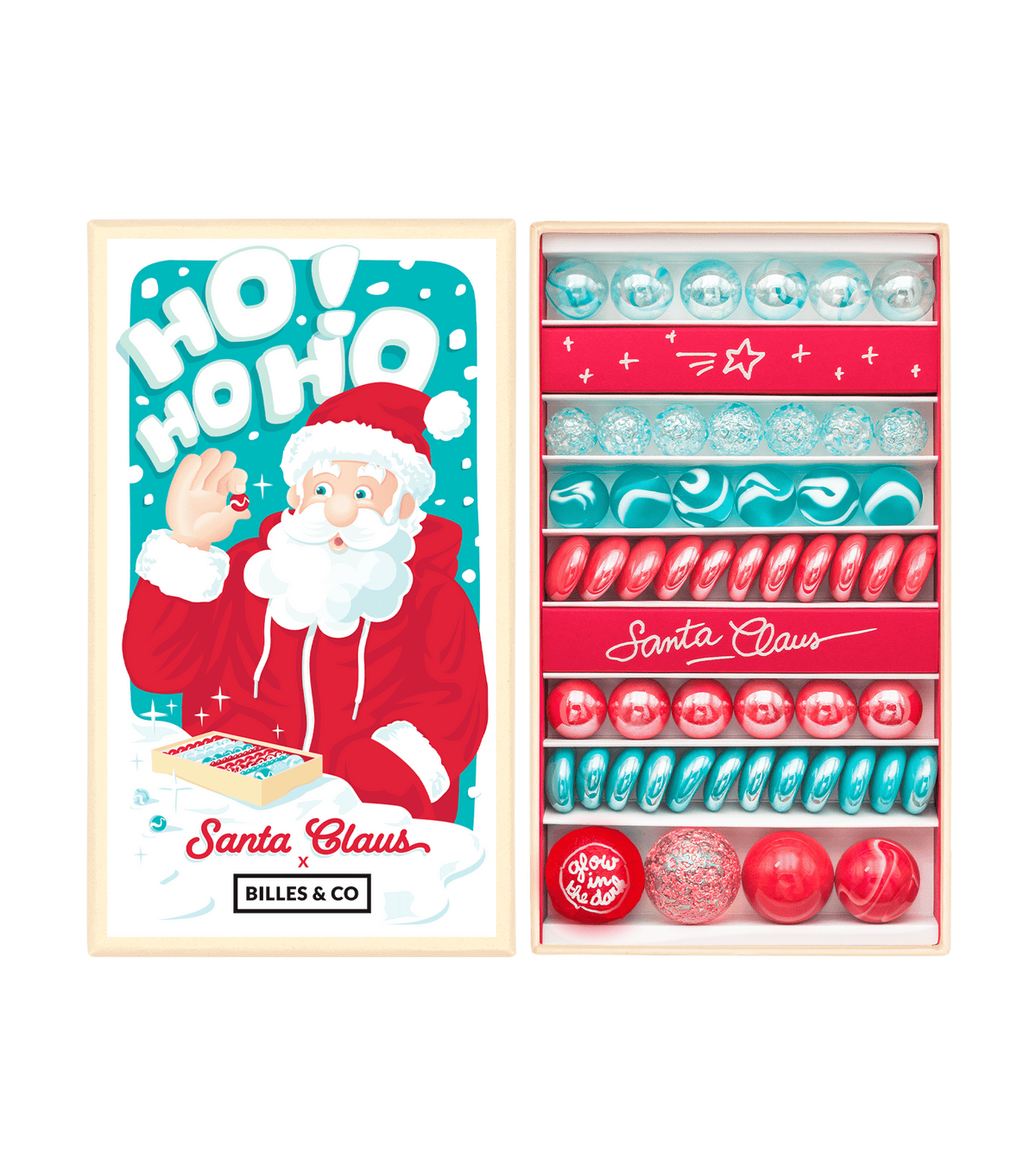 Box of 63 Santa Claus marbles with a dedication from Santa Claus