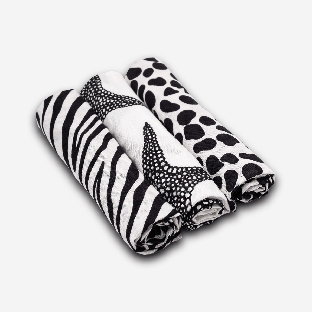 ANIMAL PRINT MUSLIN 3-PACK - birth to 4 months