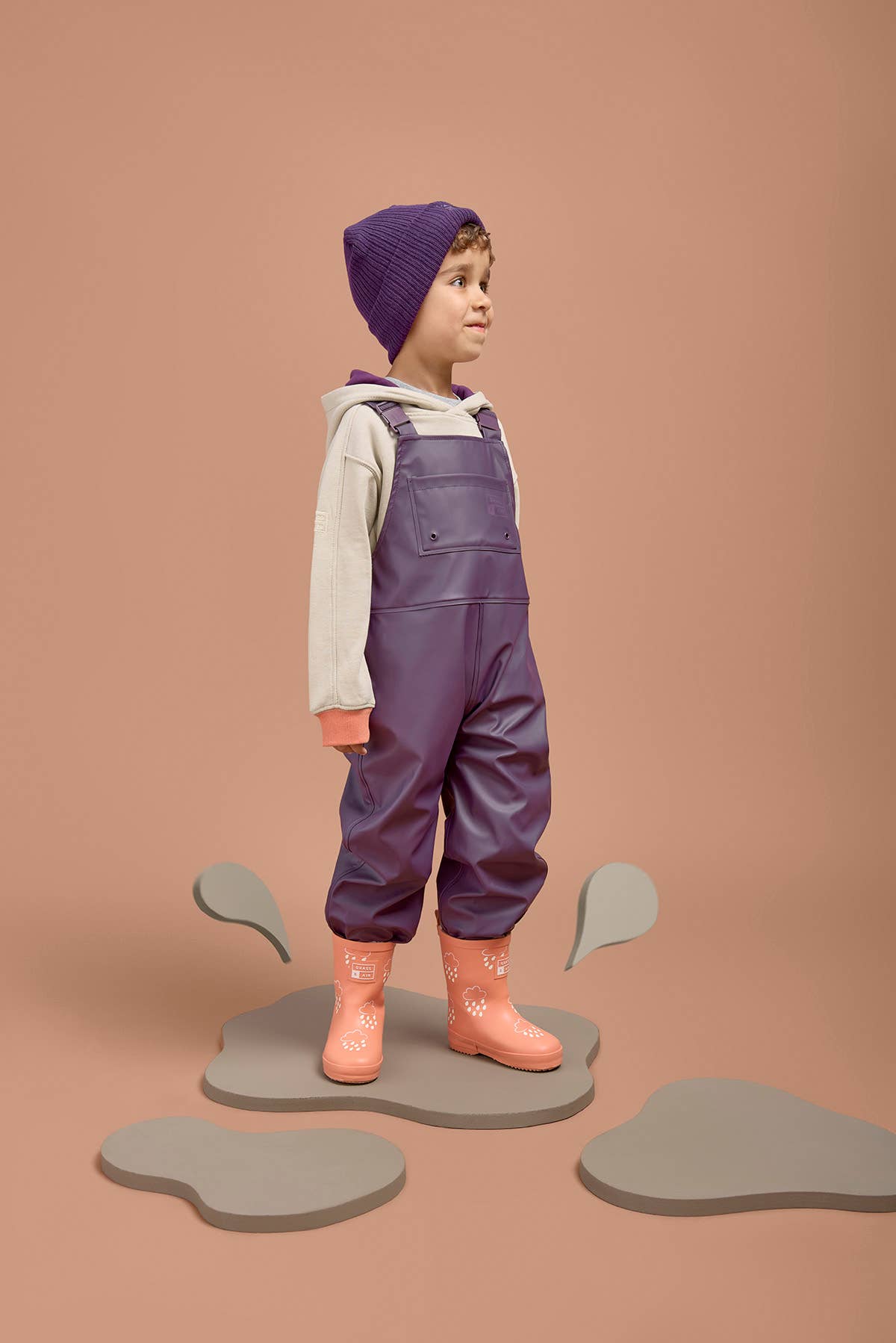 Grass+Air Amethyst Purple Kids Waterproof Rain Dungarees