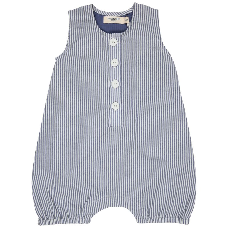 Pigeon Baby all-in-one (seersucker fine stripe) - indigo