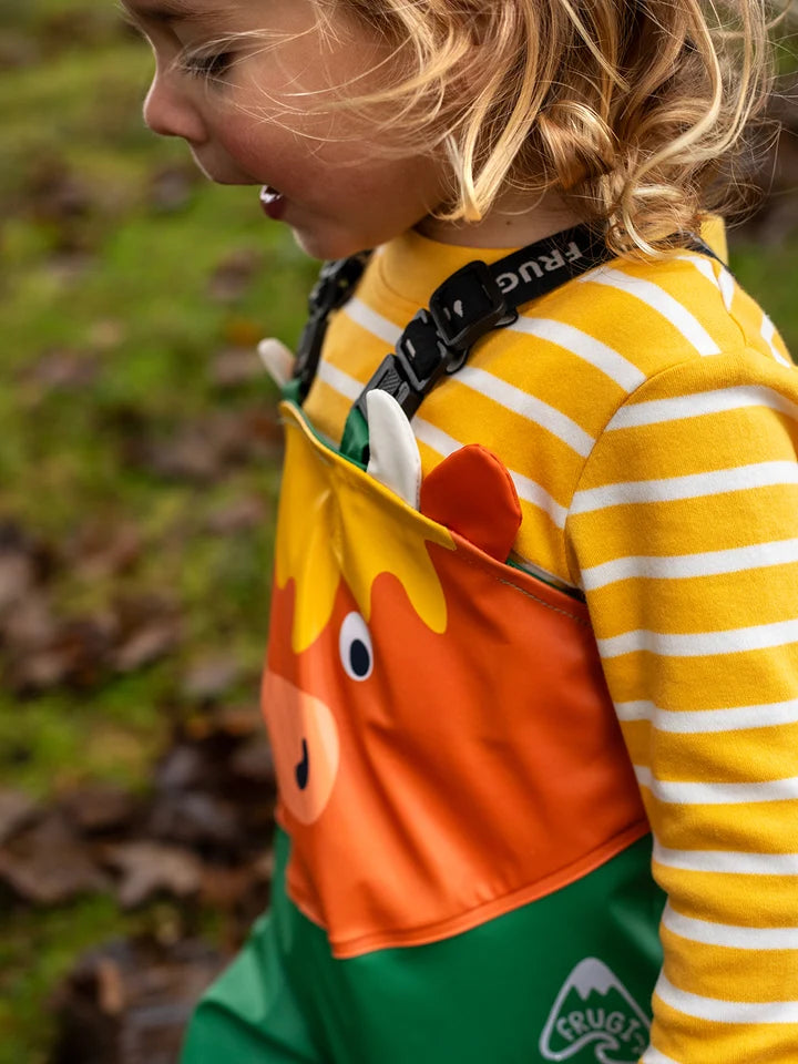 Frugi Character Puddle Buster Trousers - Holly Green/Cow