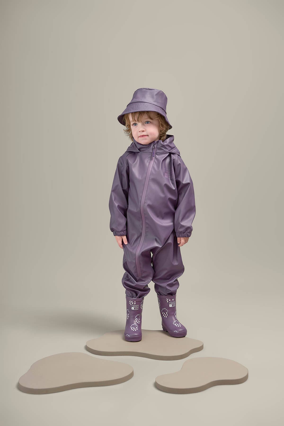 Grass+Air Amethyst Purple Kids Waterproof Puddlesuit