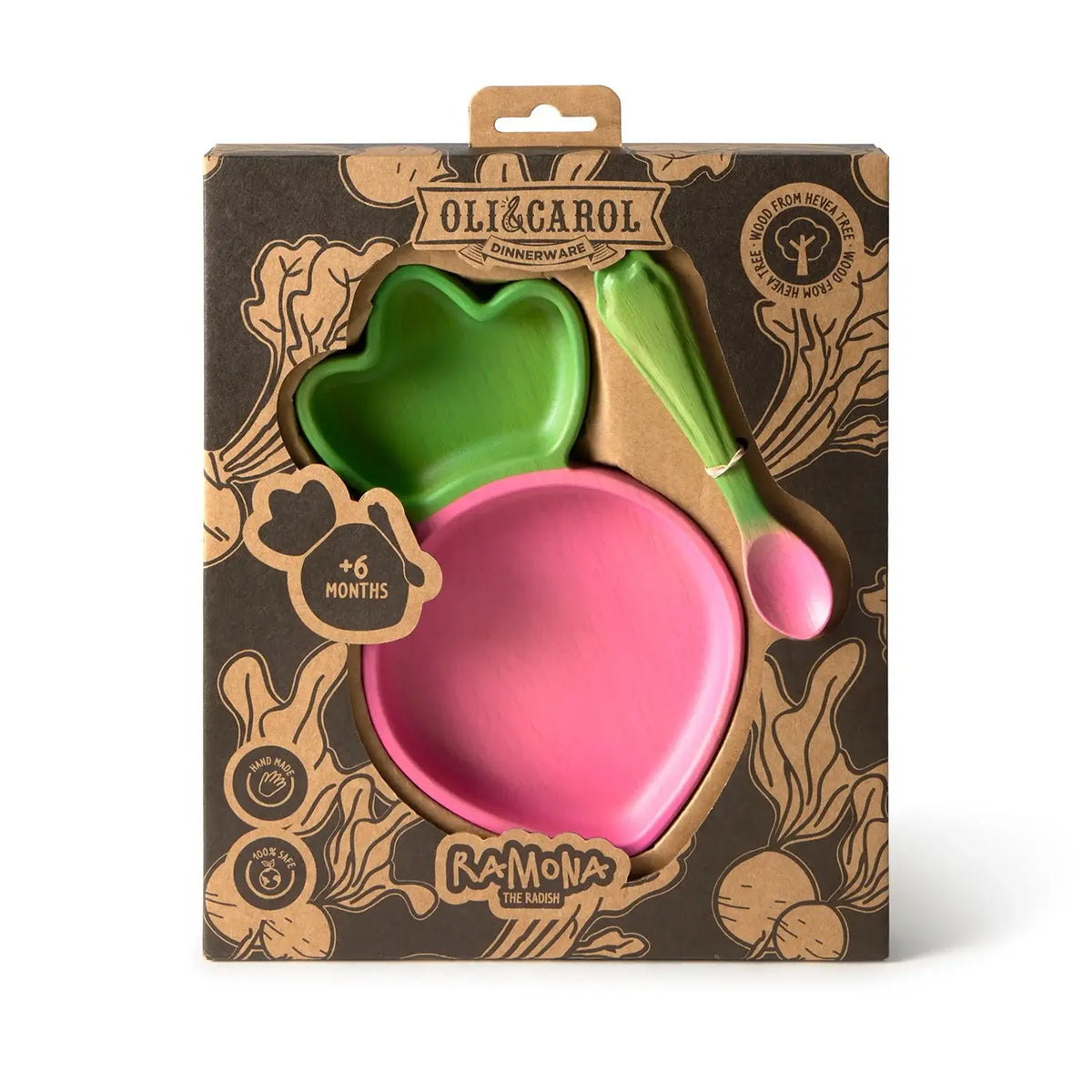 Oli&Carol Ramona the Radish Rubberwood Baby Plate Multi Set