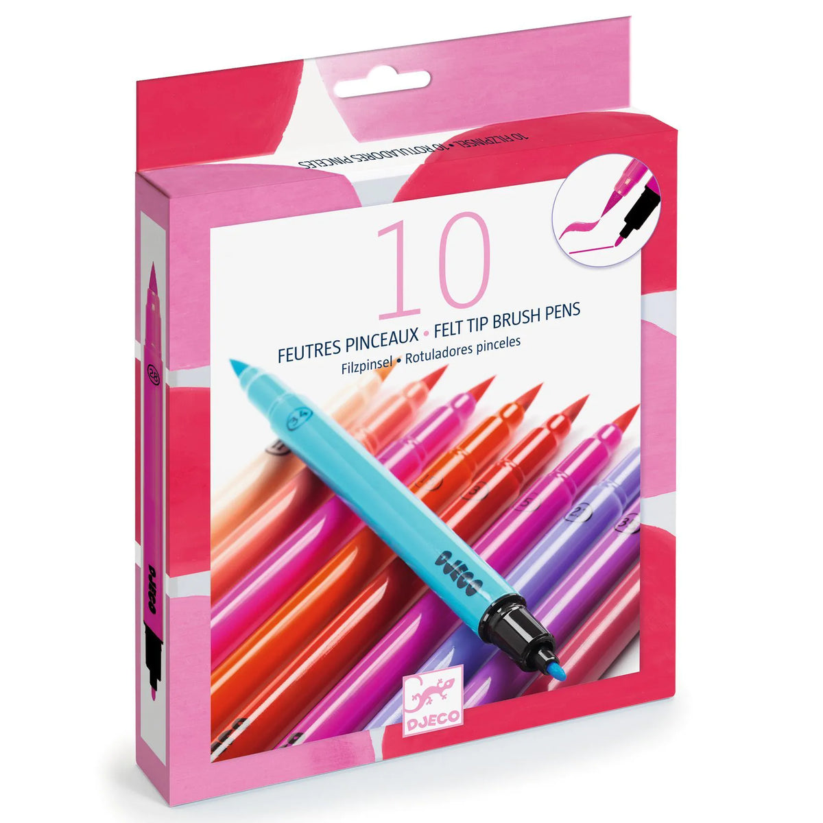 Djeco Colours - 10 Felt Tip Brush Pens Sweet Colours